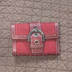 Coach Red Wallet with Silver Accents
